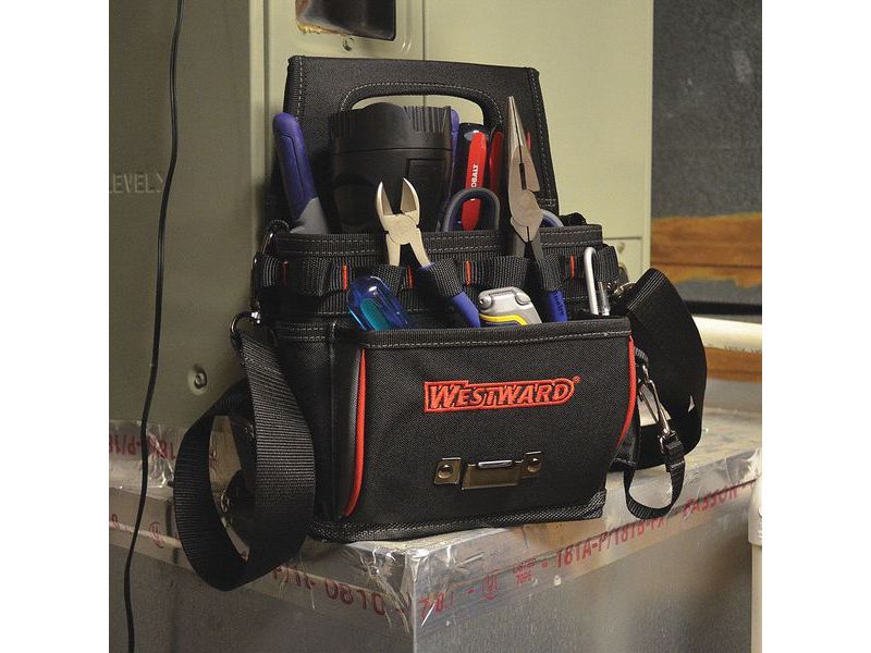 WESTWARD 53JW35 Tool Bag,General Purpose,17 Pockets, Nylon, 17 Pockets, Black