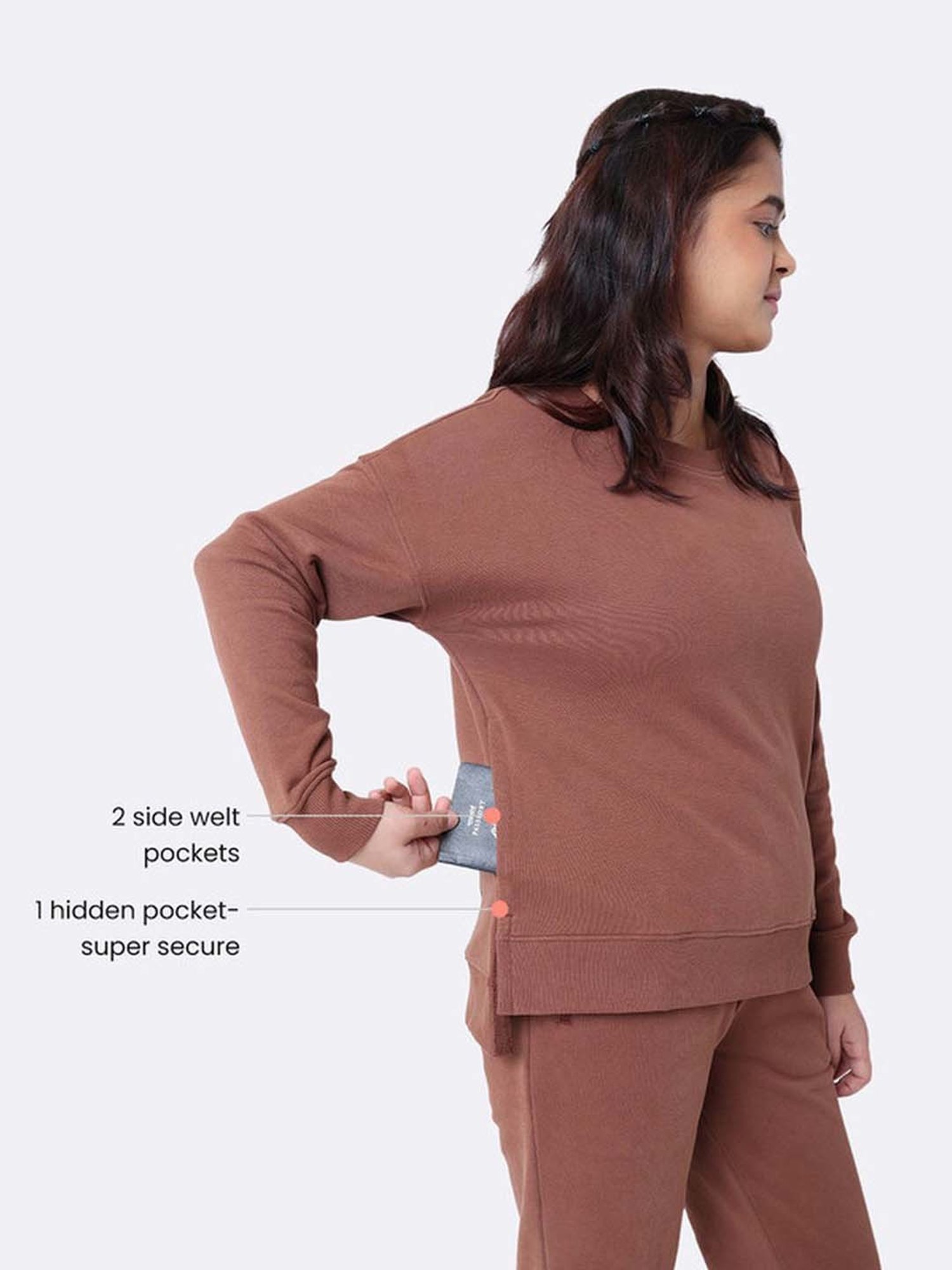 BlissClub Brown Relaxed Fit Sports Sweatshirt