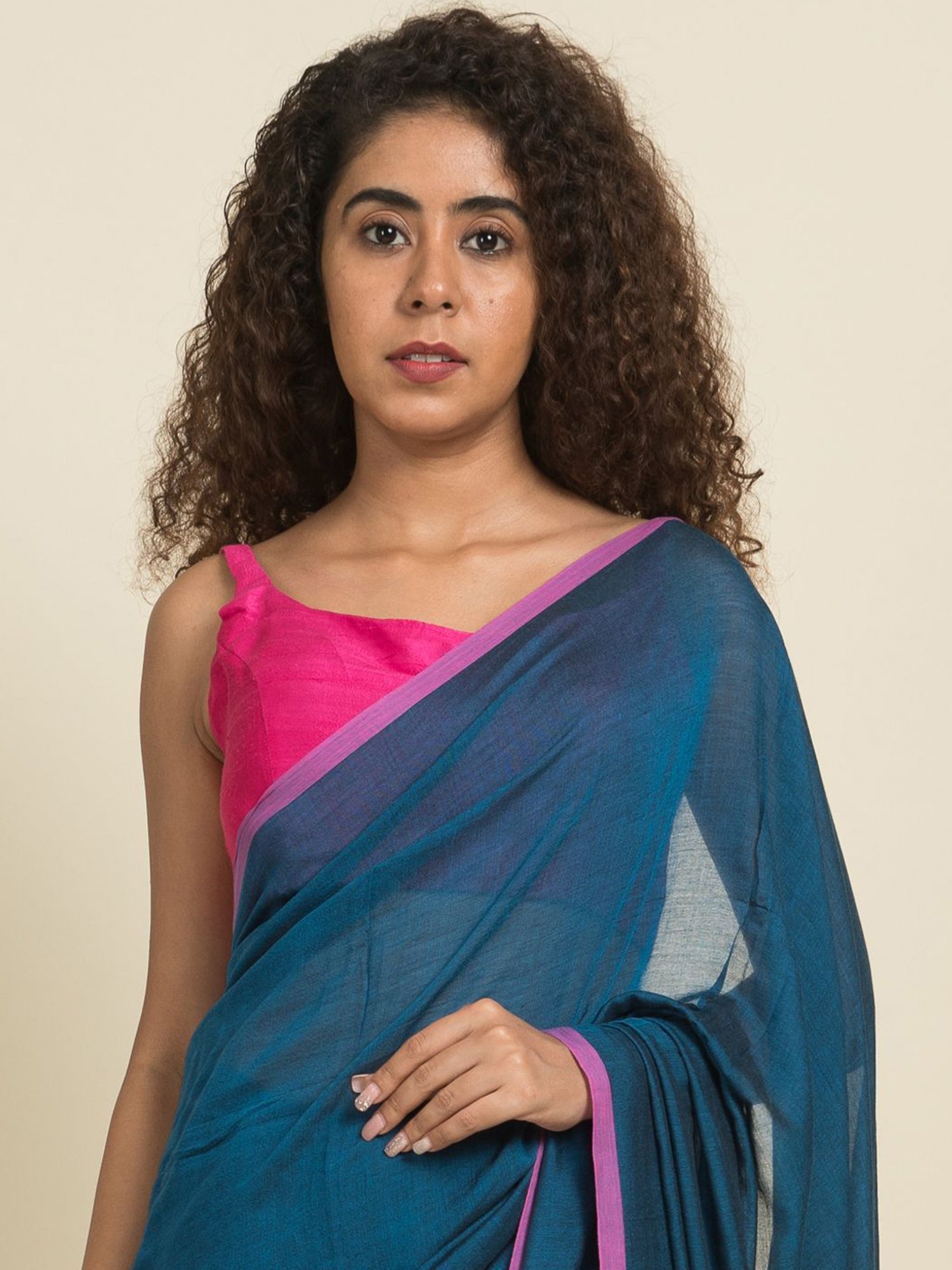 Suta Blue Pure Cotton Saree Without Blouse