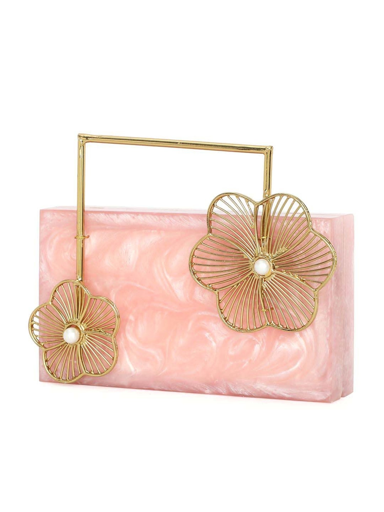 NR by Nidhi Rathi Pink Textured Clutch