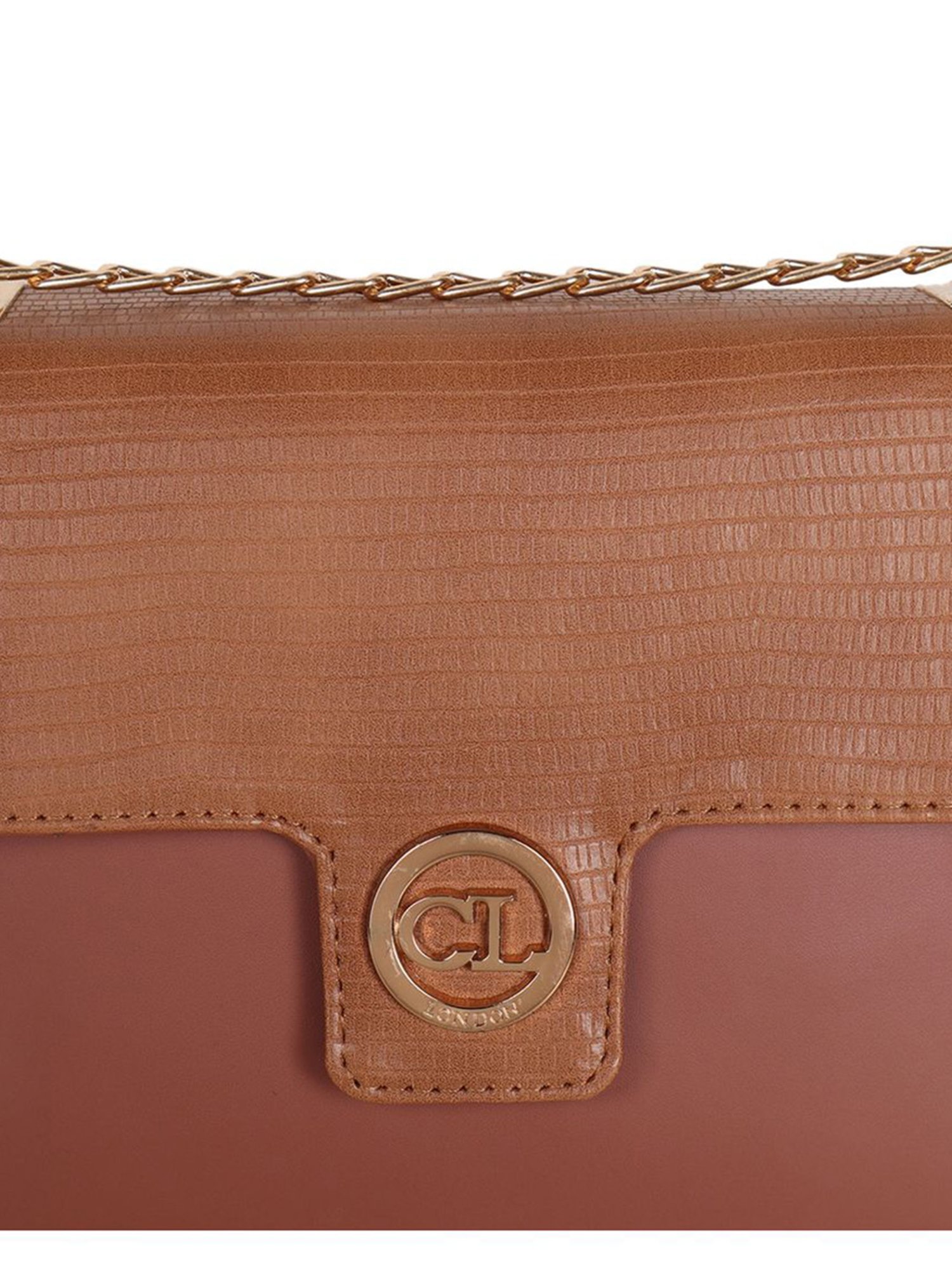 Carlton London Tan Textured Medium Sling Handbag