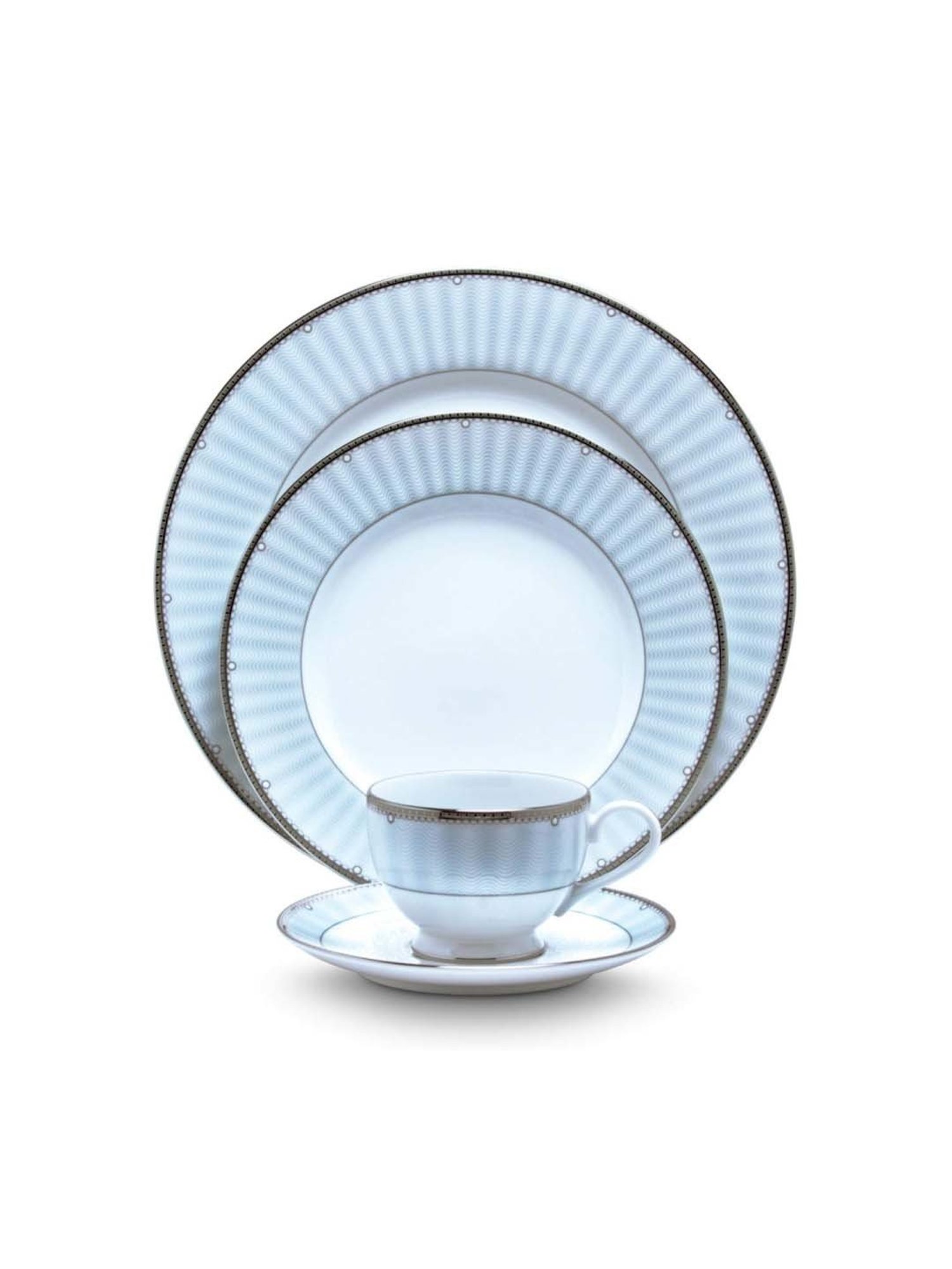 NORITAKE Monarch White & Blue Porcelain Dinner Set