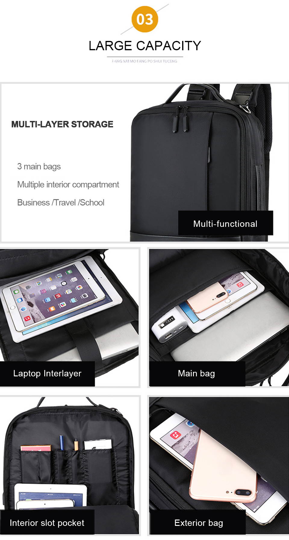 ESTONE 1815# Travel Laptop Backpack Business Slim Durable Daypack with USB Charging Port College Computer Bag Backpack Hiking Backpack Rucksack Gym Bag for Men Women Fits 15.6 Inch Laptop, Brown