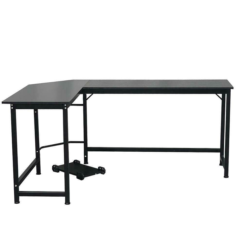 L-Shaped Desk Corner Computer Gaming Laptop Table Workston Home Office Black