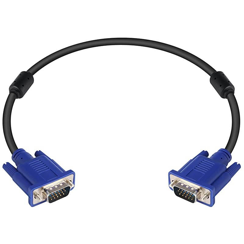 VGA to VGA Monitor Cable HD15 Male to Male for TV Computer Projector (1.5 Feet)