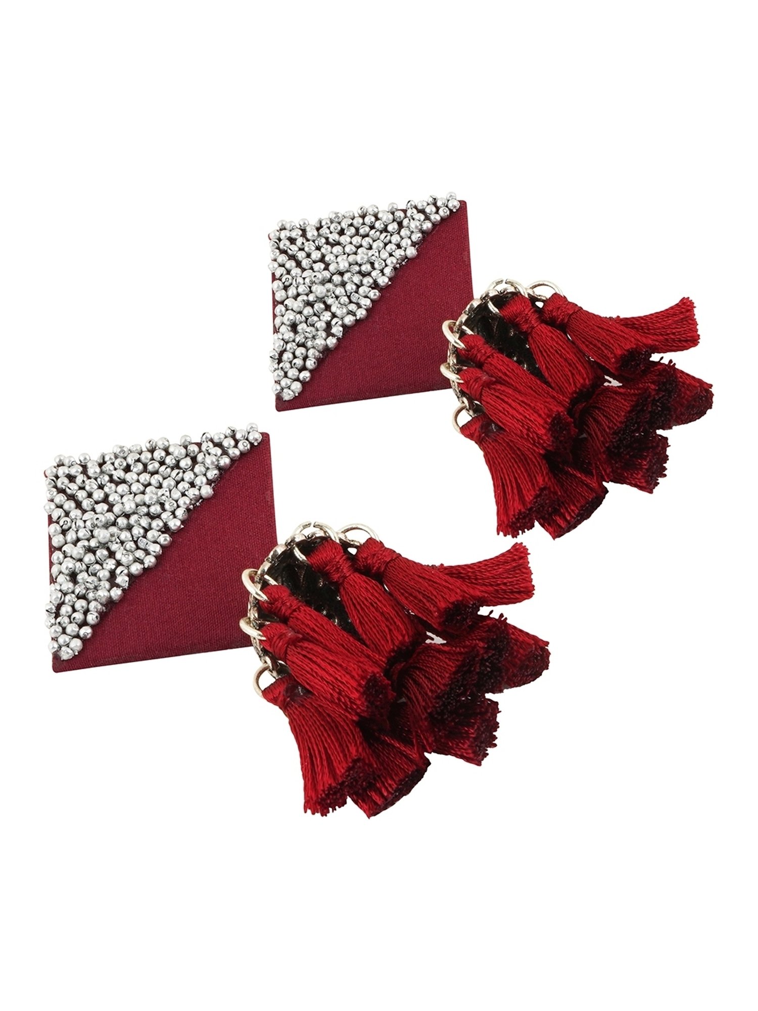 Teejh Ethnic Samreen Maroon Tassel Jhumki Earring