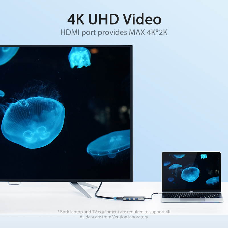 Vention USB C Hub ,5-in-1 USB Type C to 4K HDMI with 3&times;USB 3.0 Ports,PD Charging Port Compatible for MacBook Pro, ChromeBook, Nintendo Switch and More USB-C Devices