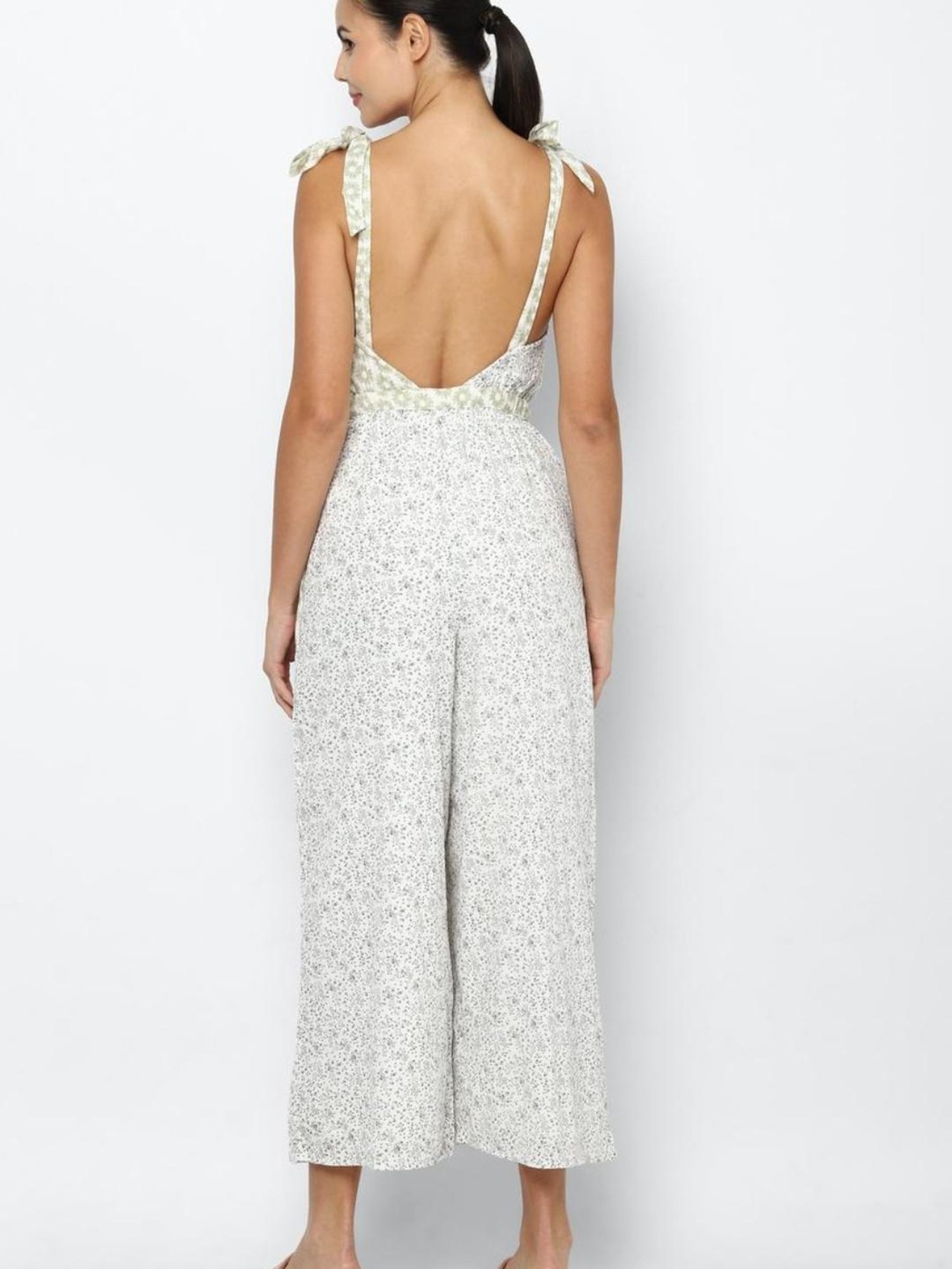 American Eagle Outfitters Green Floral Print Jumpsuit