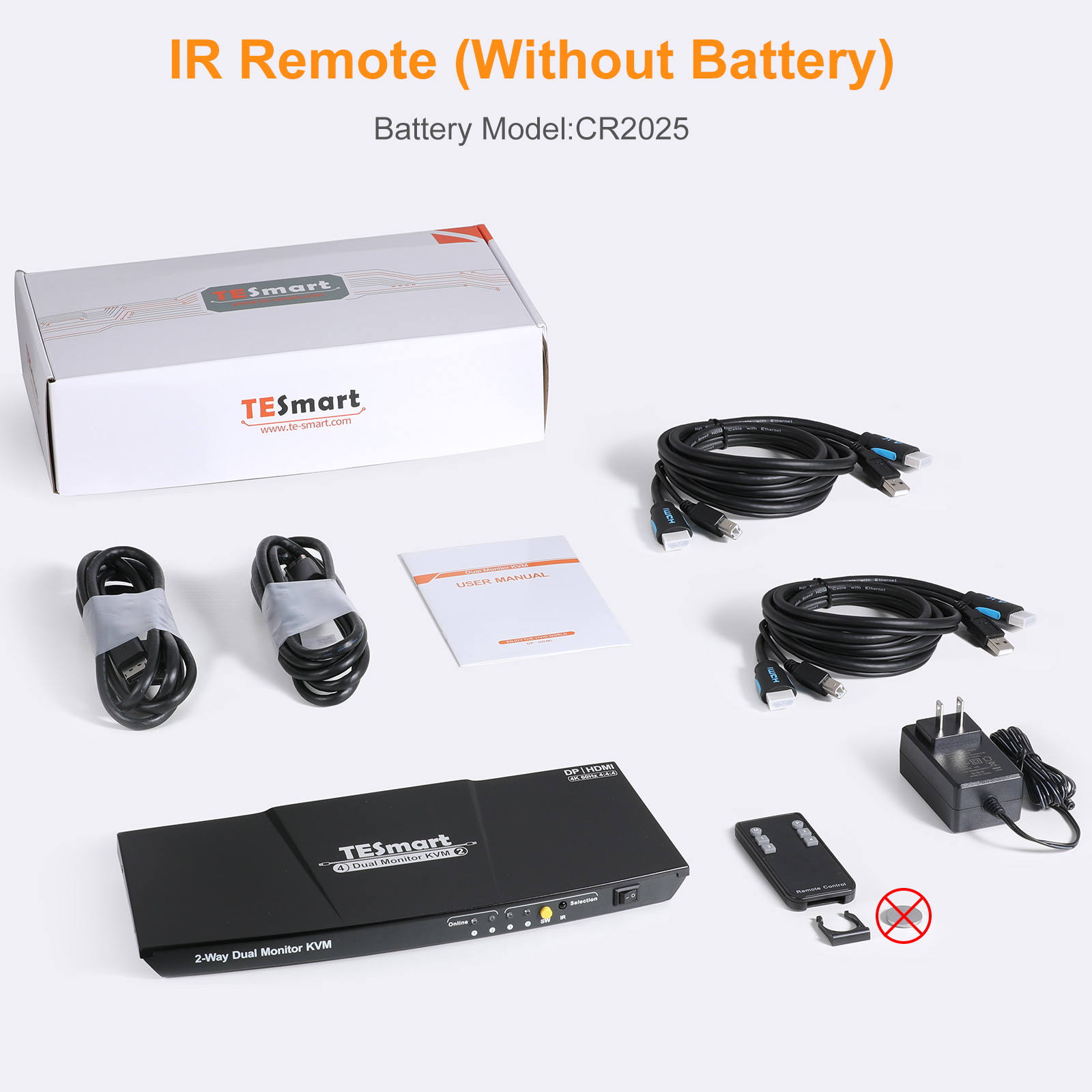 TESmart KVM Switch HDMI+DisplayPort ,2 In 2  Out ,Dual Monitor KVM Switch ,support 4K 3840*2160@60Hz  with Audio interface and USB 2.0