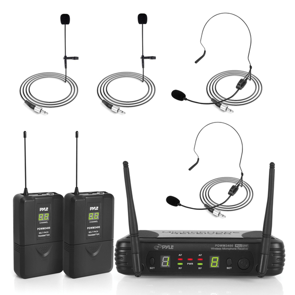 Premier Series Professional UHF Wireless Microphone System with 2 Body Packs, 2 Lavaliers, and 2 Headsets