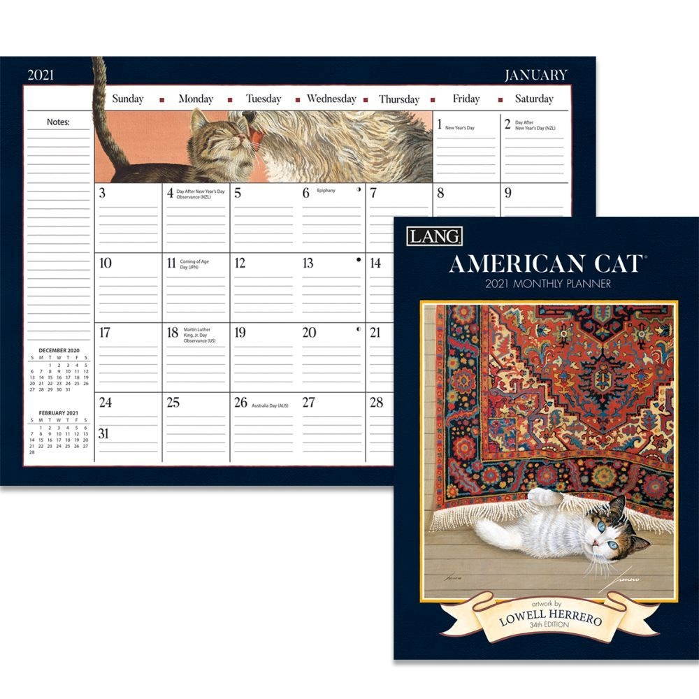 Lang Companies,  American Cat Monthly Planner by Lowell Herrero 2021