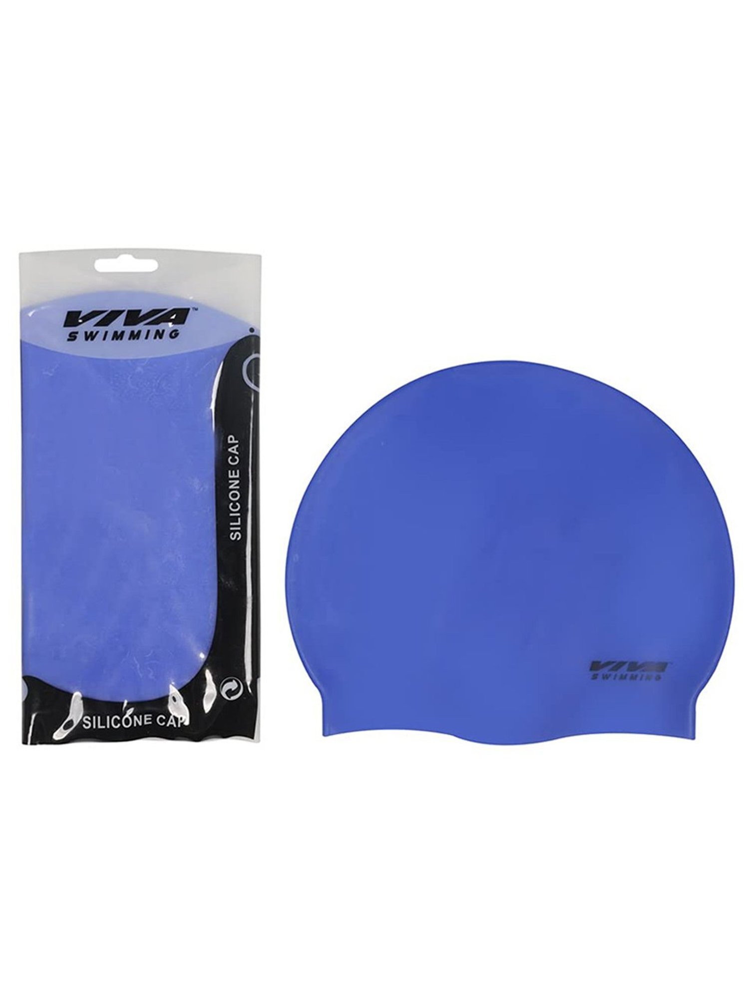 Viva Swimming Silicone Swimming Cap with Zip Pouch (Blue)