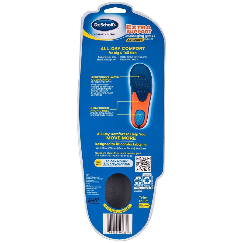 Dr Scholl's Comfort & Energy Extra Support Massaging Gel Insoles - 1 Pair - Size (8-14)