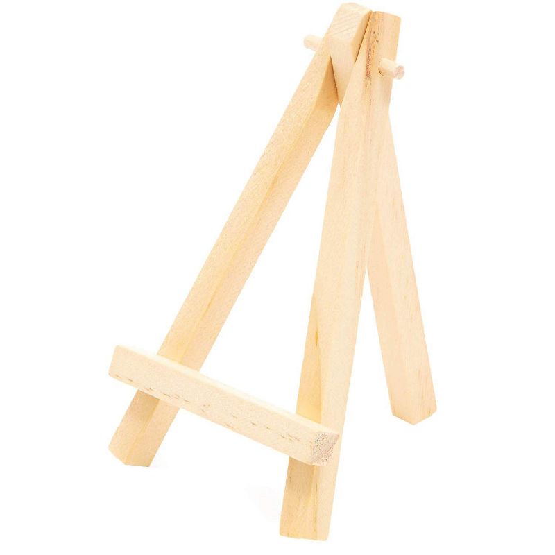 Bright Creations 24-Pack Natural Wood Mini Easels, Place Card Display Holder Stand for Photo Painting Cards, 5 in