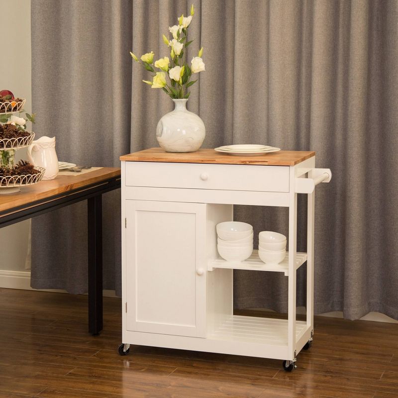 Wood Top Kitchen Island White - Glitzhome