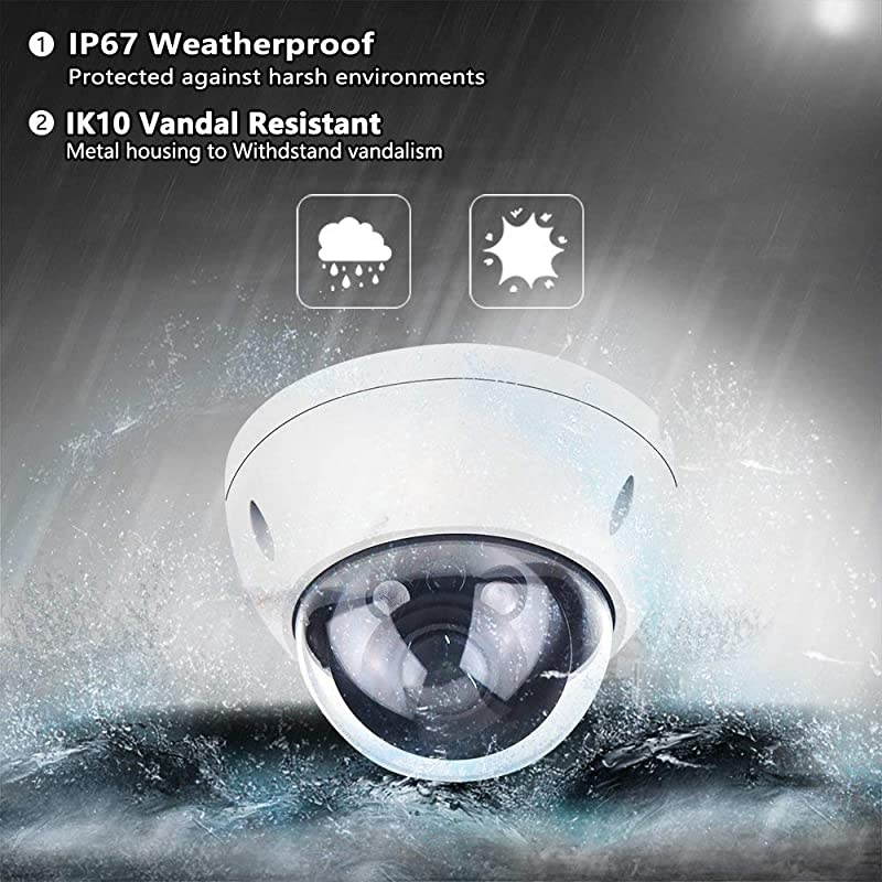 POE IP Dome Camera IPC-HDBW4433R-ZS 2.7-13.5mm, Motorized Varifocal Lens Optical Zoom Outdoor Security Camera with SD Slot H.265 IP67, IK10