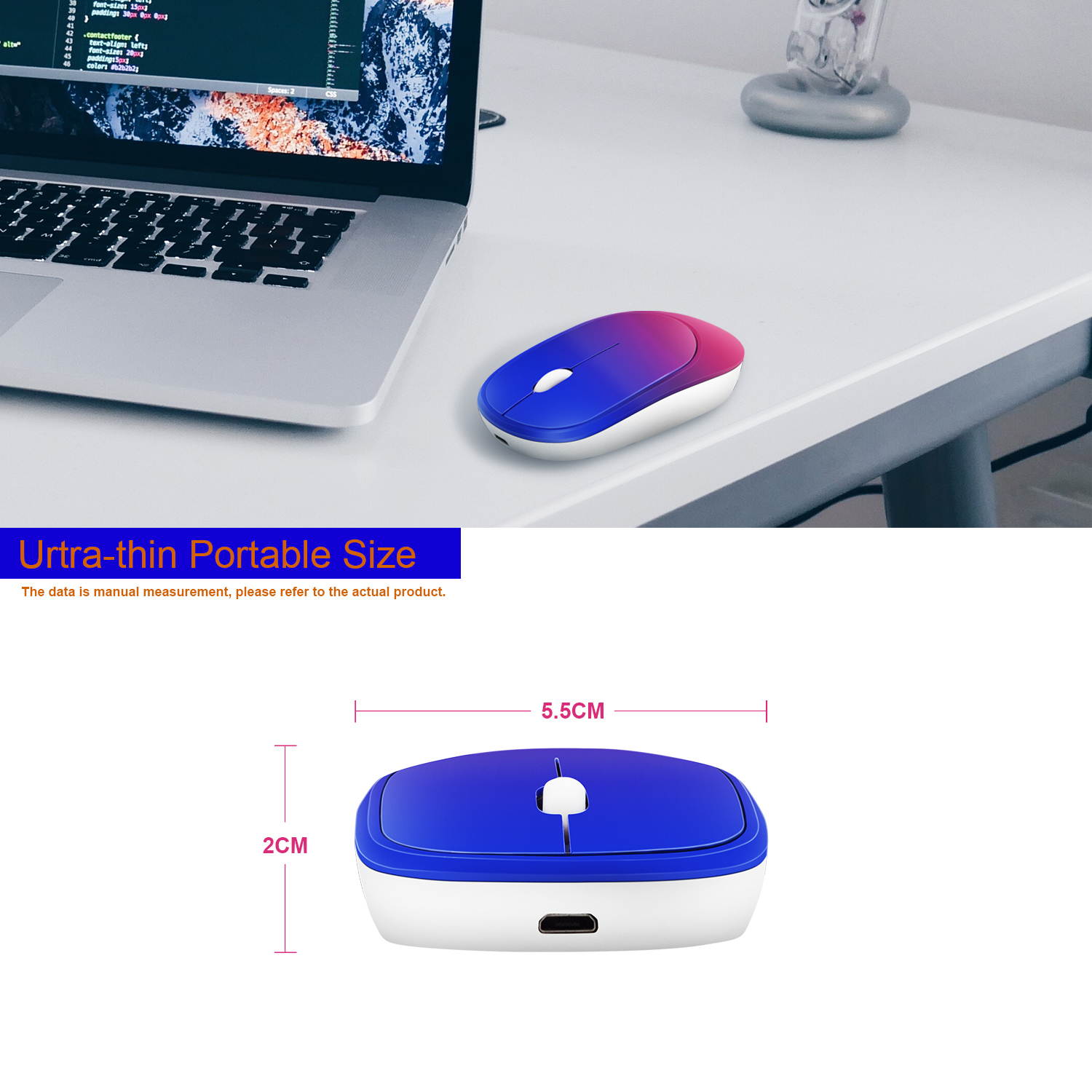 Anivia Rechargeable Wireless Mouse 2.4G Slim Silent Mouse Portable Computer Mice with USB Receiver, Portable Ultra-Thin Noiseless Mouse for Notebook, PC, Laptop, Computer, MacBook &ndash; Black