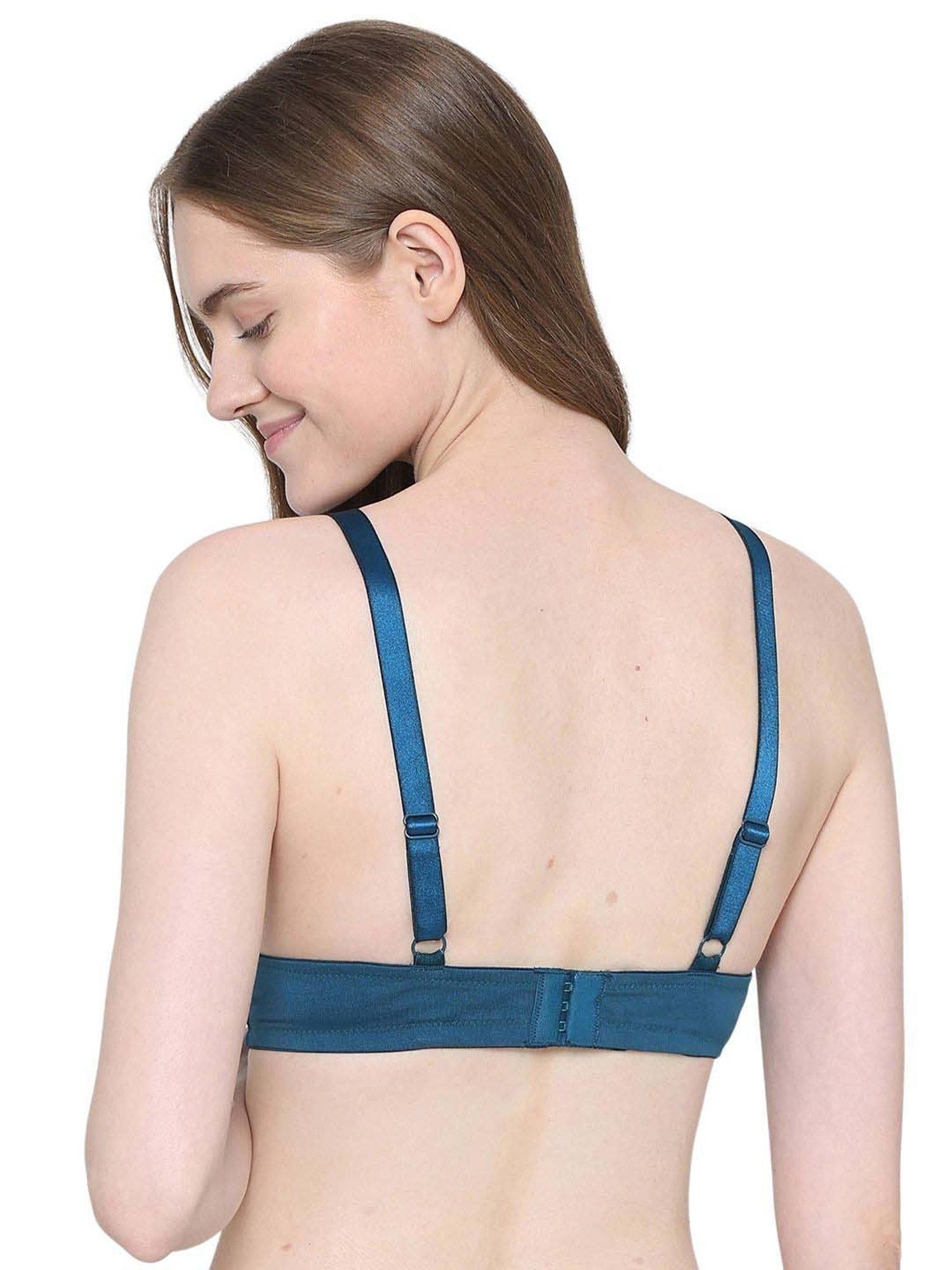 Wacoal Turquoise Cotton Lace Work Push-up Bra