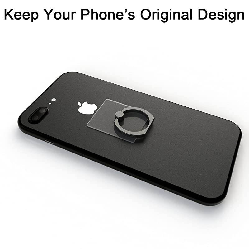 Transparent Phone Ring Holder Grip 360 Degree Free Rotation Clear Cell Phone Finger Ring KickStand for for iPhone X 8 7 Plus 6S 6 5s 5 SE Galaxy S9 S8 S7 S6 Edge Note 8 5 4 2 Black