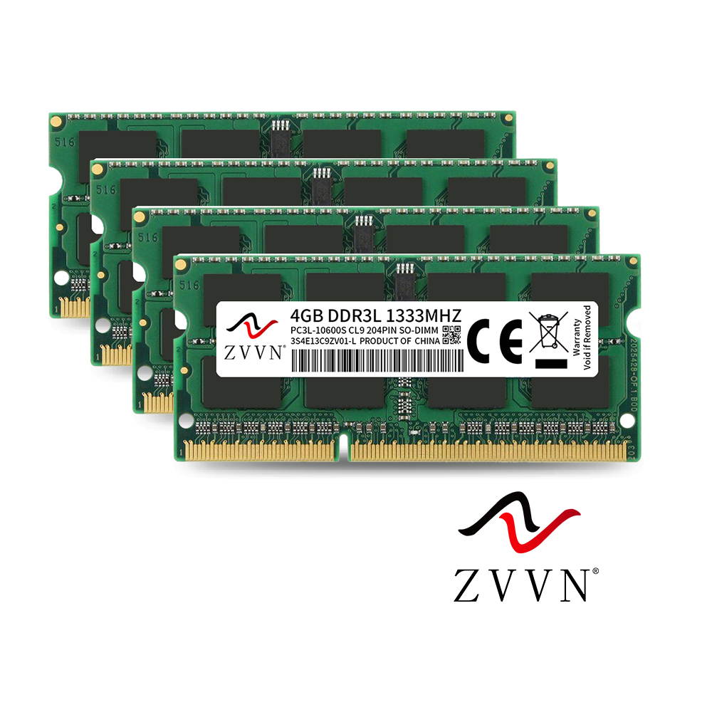 ZVVN 16GB Kit (4x 4GB) 204-Pin DDR3L SO-DIMM DDR3L 1333 (PC3L 10600) 1.35V Laptop Notebook Memory Model 3S4E13C9ZV04-L