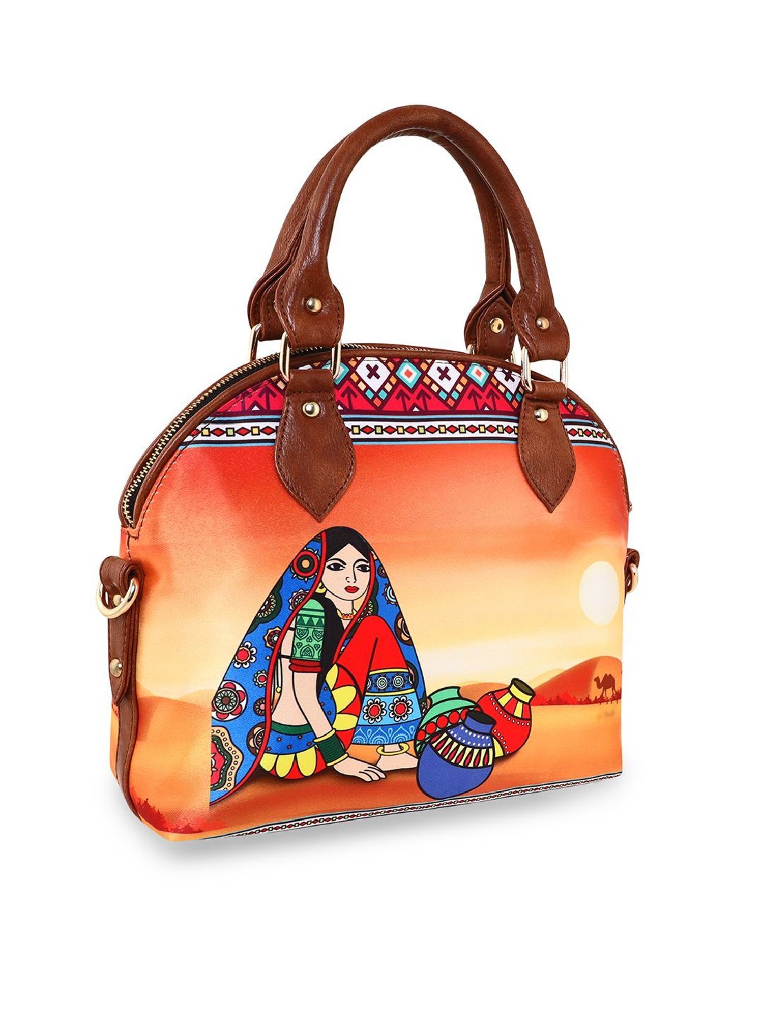 Sabhyata Multicolor Printed Medium Satchel Handbag
