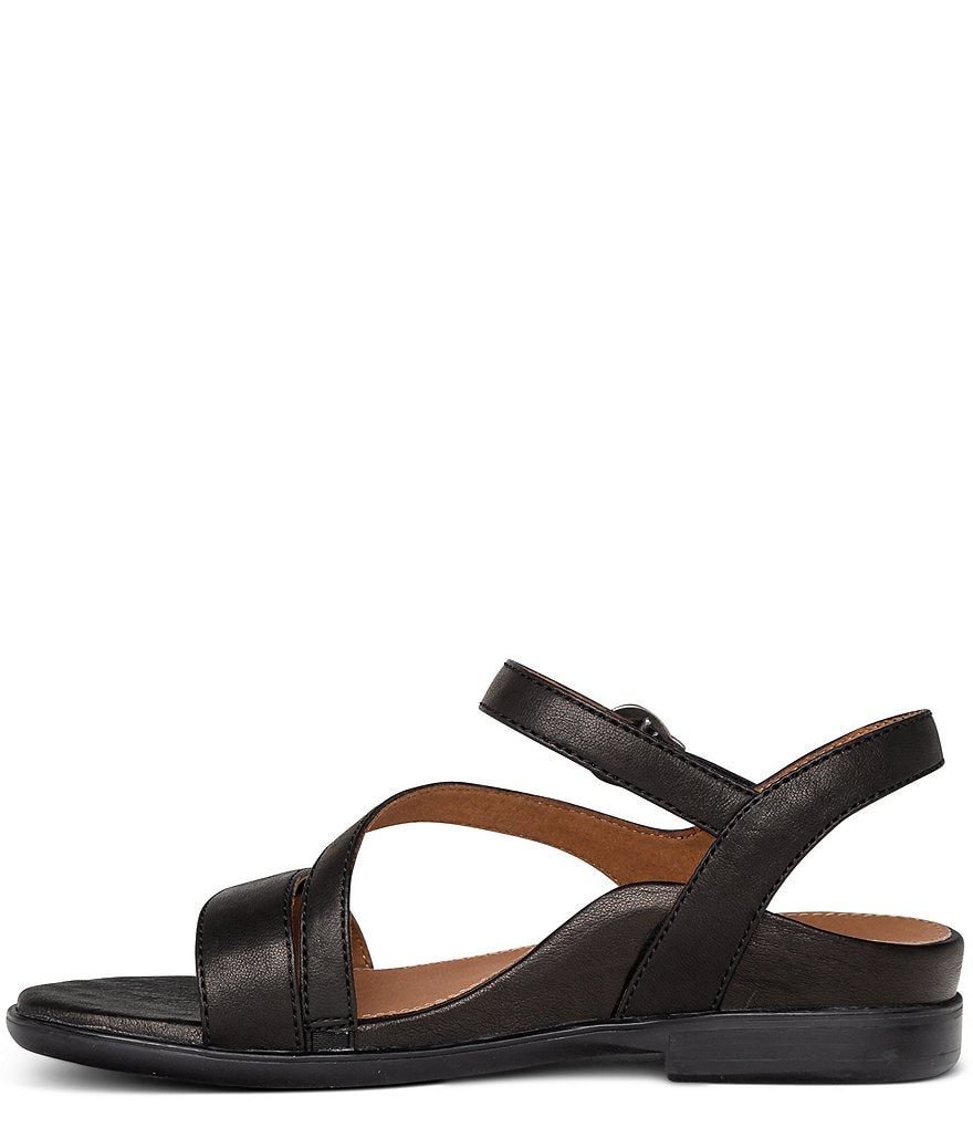 Aetrex Tia Leather Buckle Detail Strappy Sandals