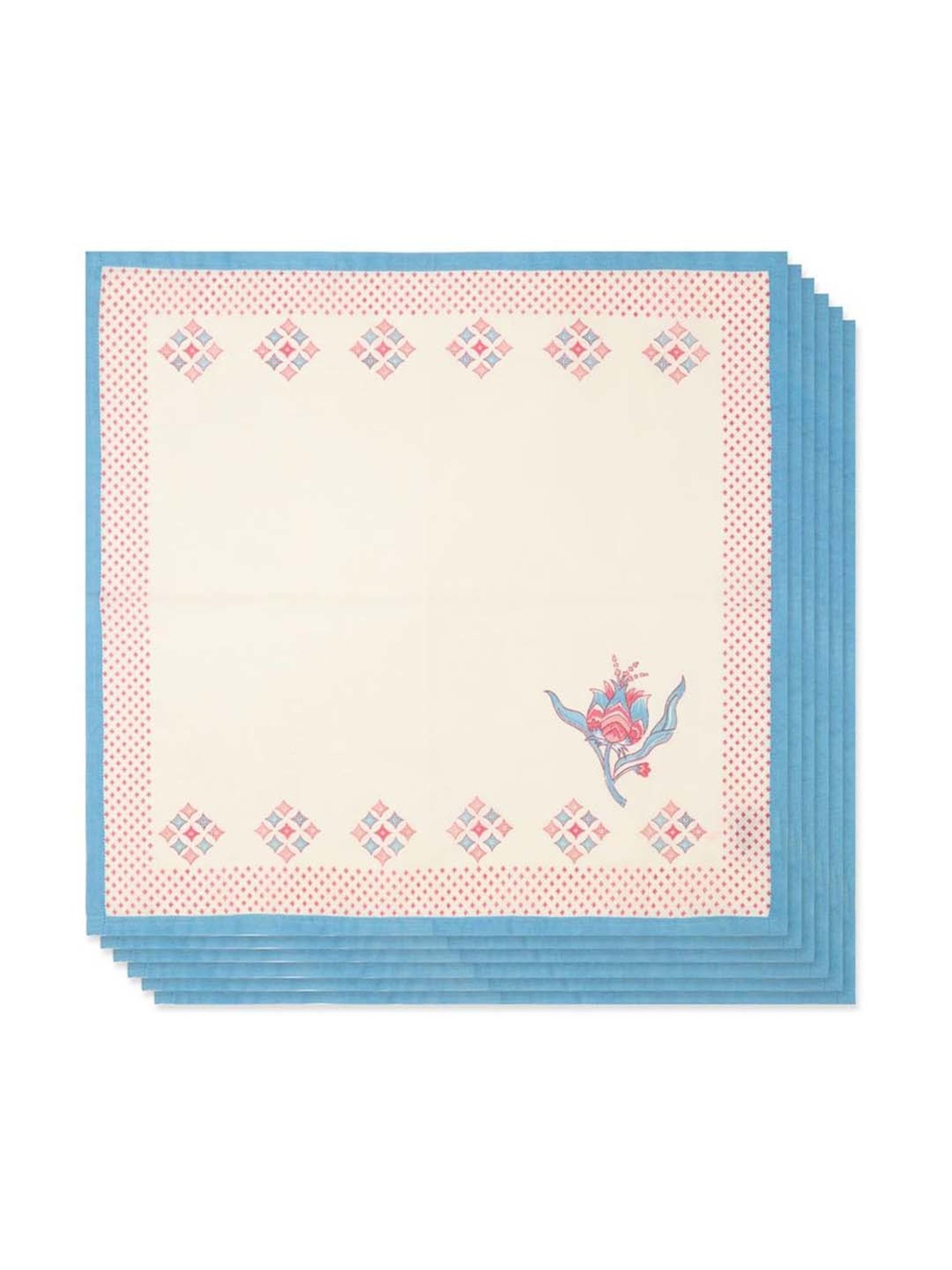 20" White Napkin with Red and Green Tassels Set of 4 pc White - SARO Lifestyle