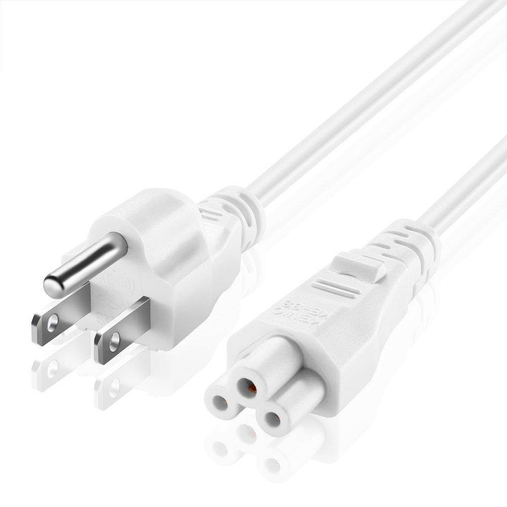 TNP Universal Power Cord - IEC320 C5 to NEMA 5-15P 3-Prong Mickey Mouse Power Extension Cable Wire Connector Socket Plug Jack For Laptop Notebook AC Supply Adapter Charger Wall Outlet (12FT, White)