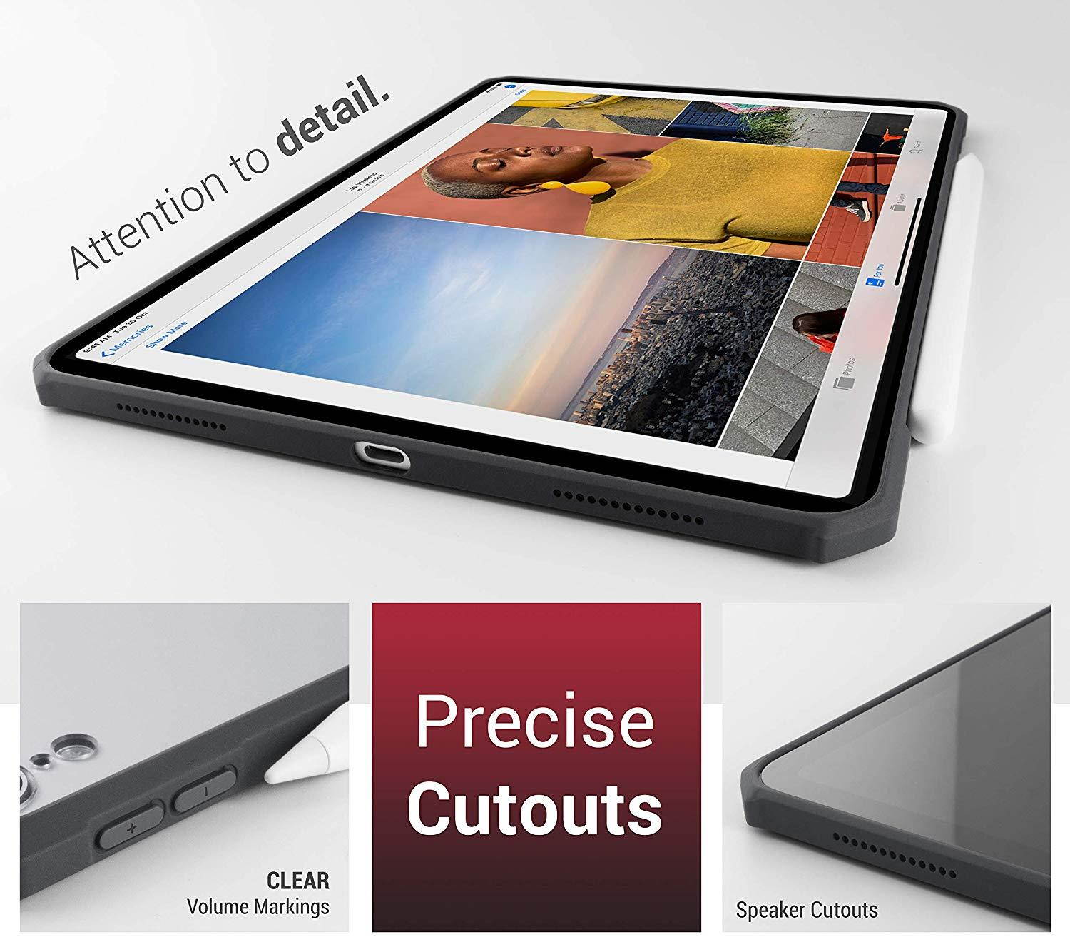 iPad Pro 12.9-inch (2018 Release, 3rd Generation) Ultra-Slim Clear Case, Supports Apple Pencil Wireless Charging [Absorbs Shock] Flexible TPU, Lightweight (Black)