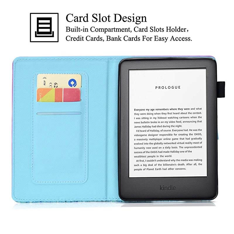 Kindle 10th Gen 2019 Case, Folio Smart Cover with Auto Wake/Sleep Feature Premium PU Leather Cards Slots Slim Cover for All-New Kindle 10th Generation 2019 Release 6" Reader (Papillons)