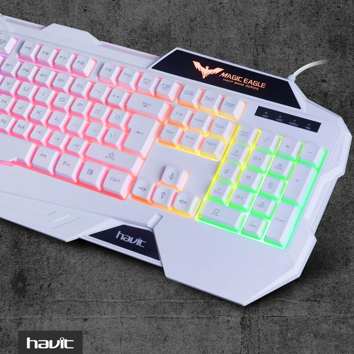 Gaming Keyboard and Mouse Combo, Led Rainbow Backlit Wired Gaming Keyboard and Gaming Mouse,Up to 3200 DPI,19 Anti-ghosting key ,5 multimedia keys - White