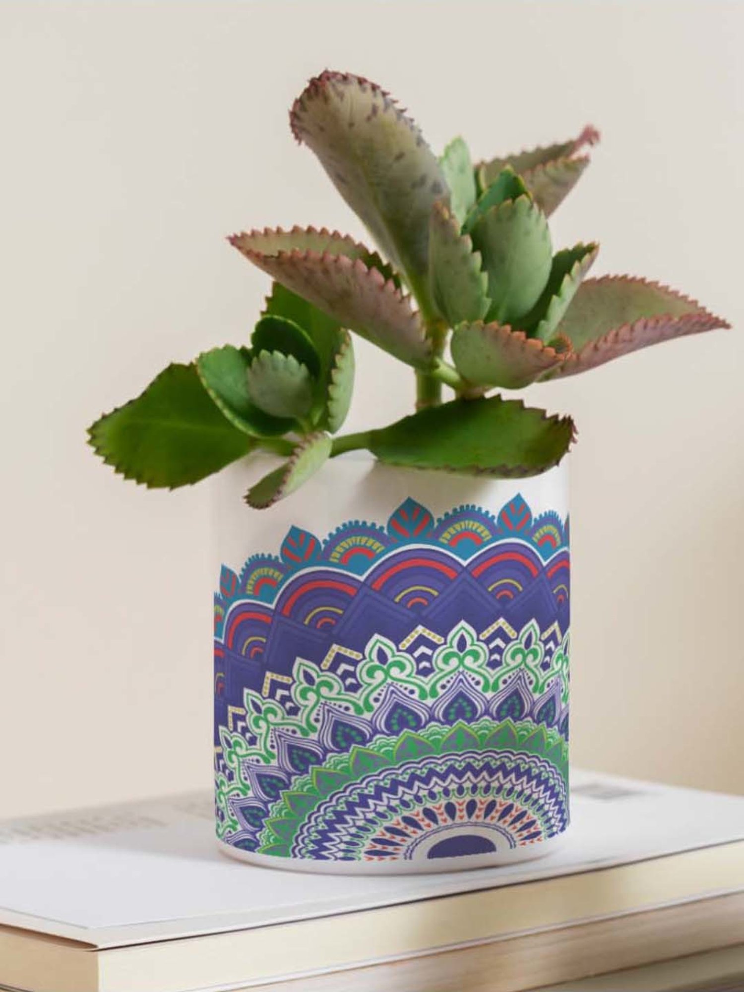 Gathari White & Purple Ceramic Desk Planter