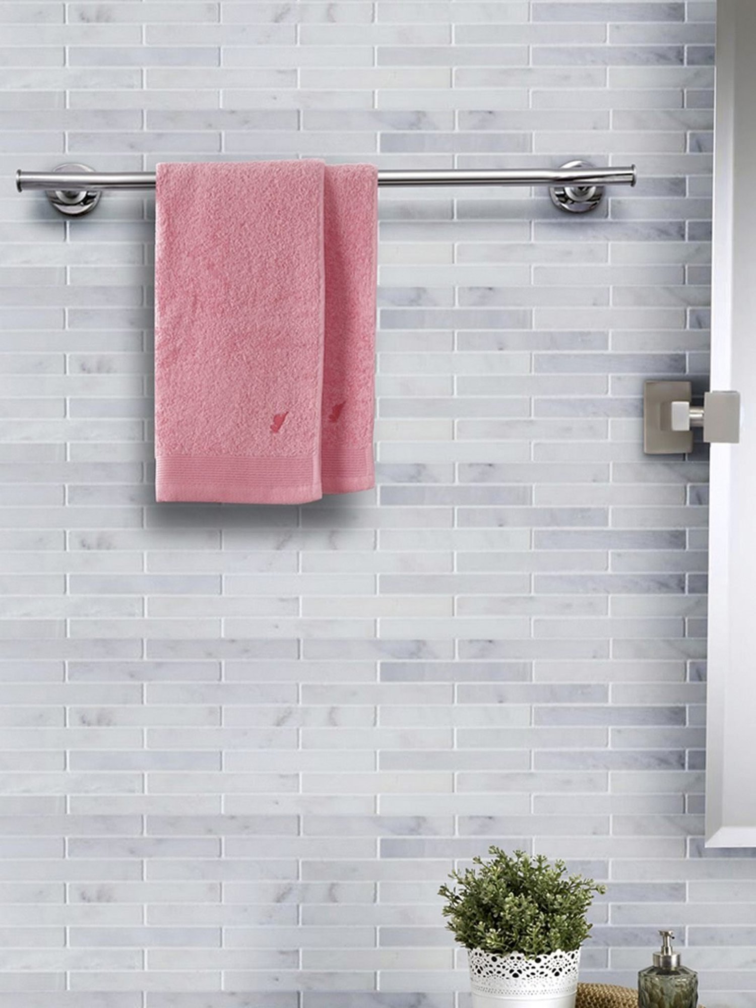 Maspar Pink Cotton 550 GSM Hand Towels - Set of 2