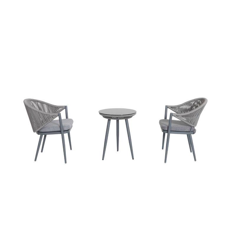 3pc Outdoor Aluminum Bistro Set Gray - Nuu Garden