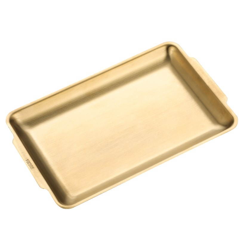 1Pc Stainless Steel Oblong Barbecue Pan Practical Dish Plate Sushi Storage Plate