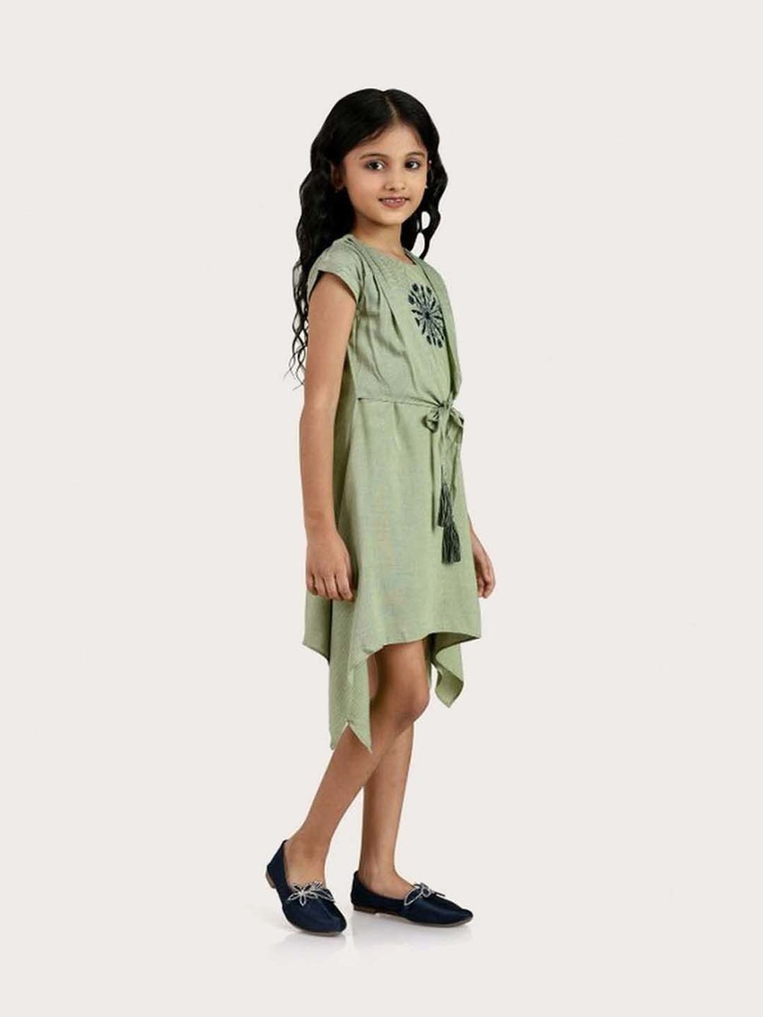 Peppermint Kids Green Embroidered Dress