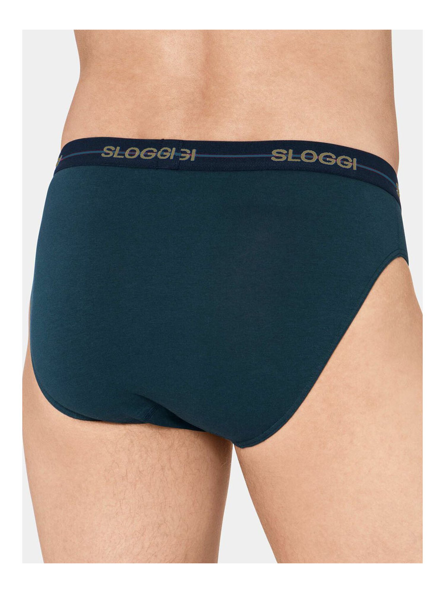 Sloggi Navy & Green Printed Briefs - Pack Of 2