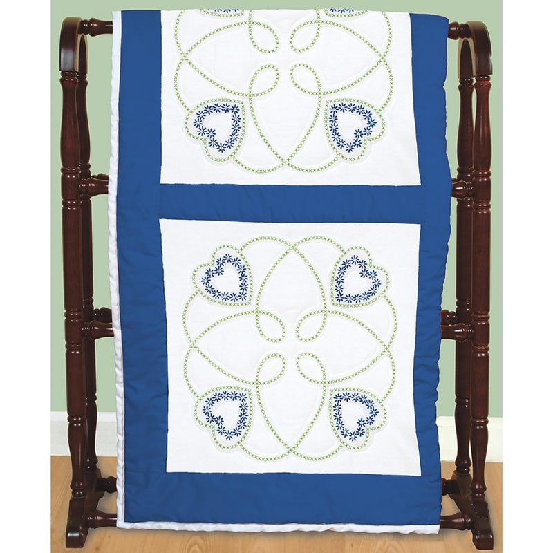 Jack Dempsey Stamped White Quilt Blocks 18"X18" 6/Pkg-Four Hearts