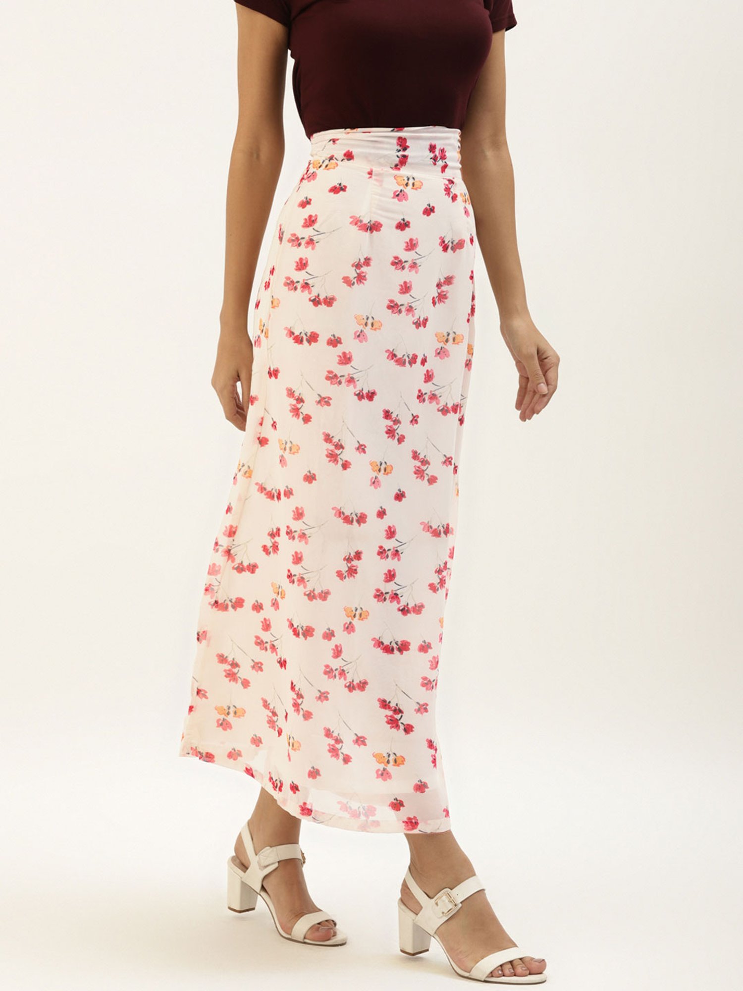 Belle Fille White Floral Print Skirt