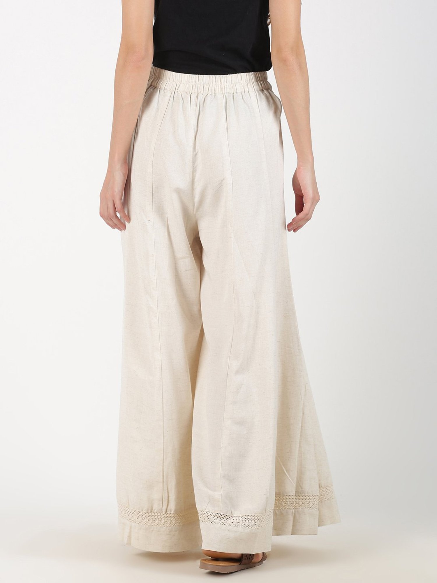 Saffron Threads Off-White Embroidered Palazzos