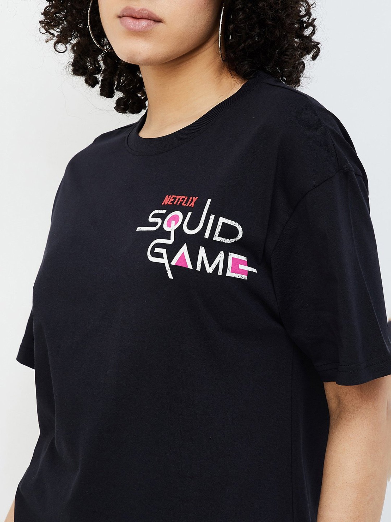 Ginger by Lifestyle Black Cotton Graphic Print T-Shirt