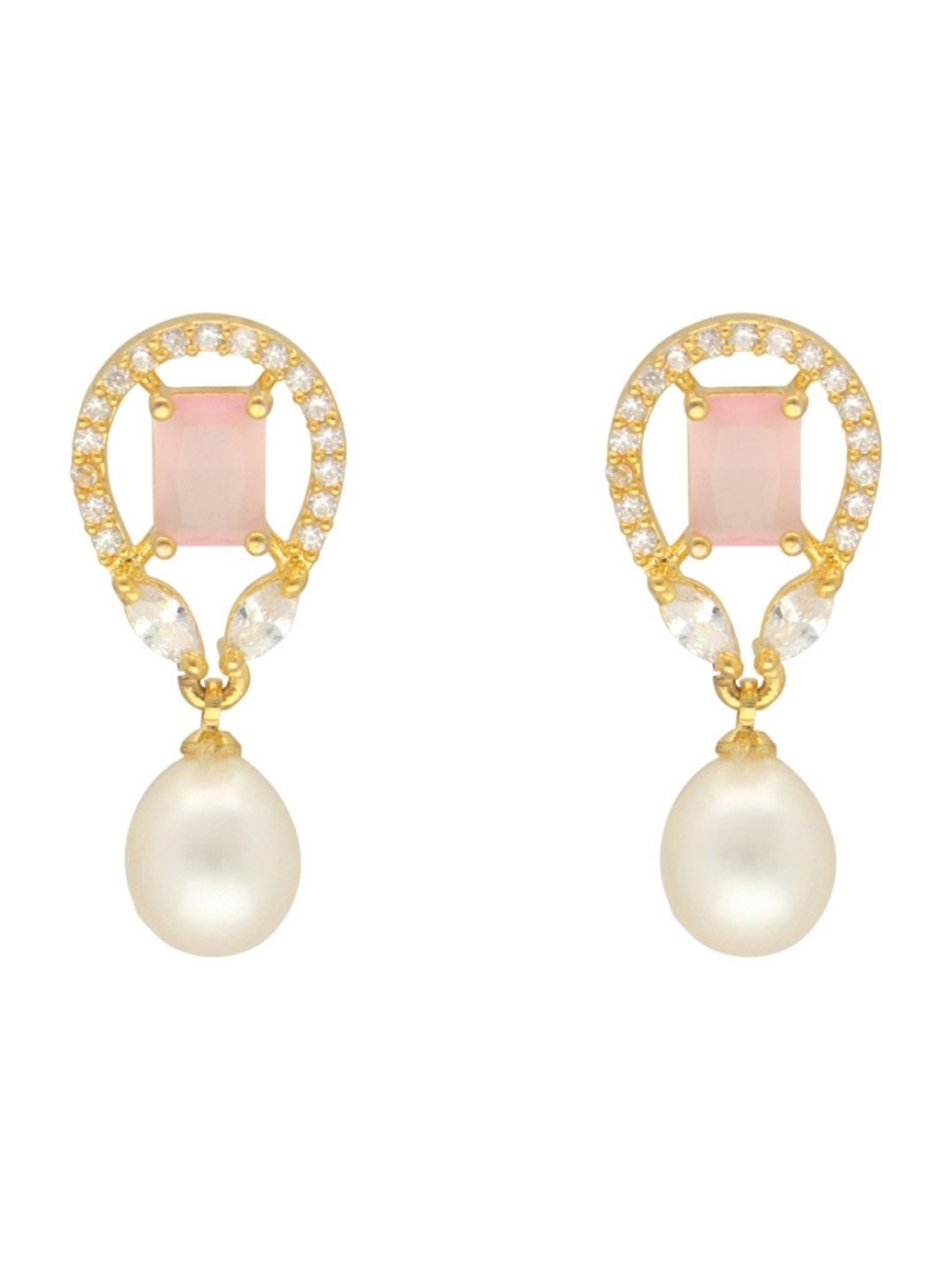 Sri Jagdamba Pearls White & Pink Wishi Earrings for Women