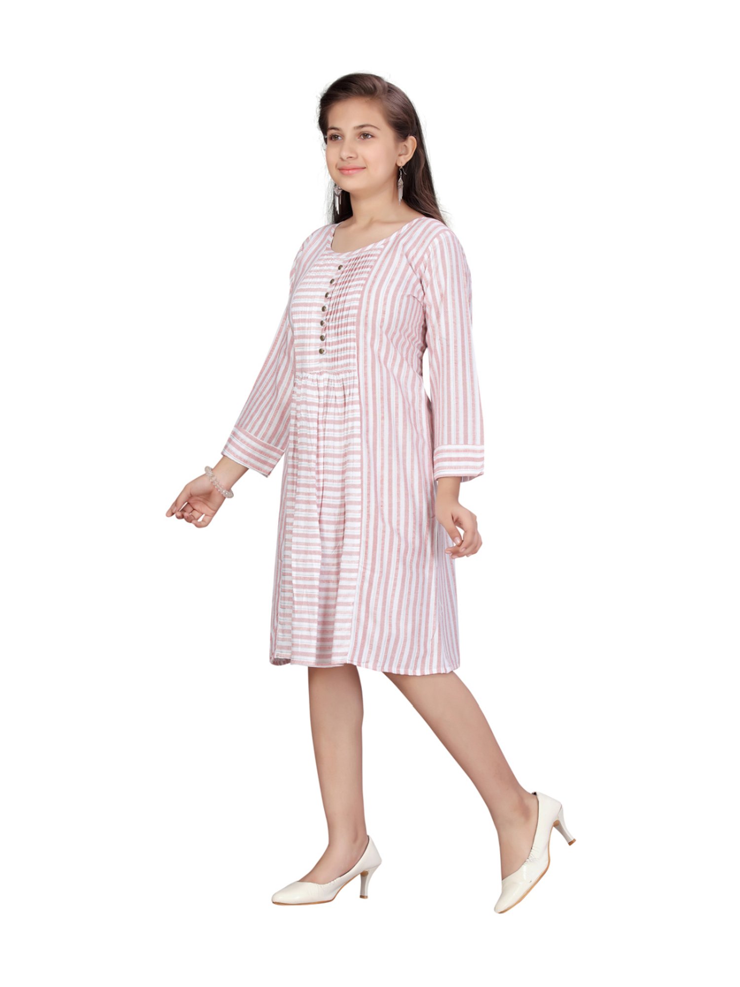 Aarika Kids Red Cotton Striped Dress