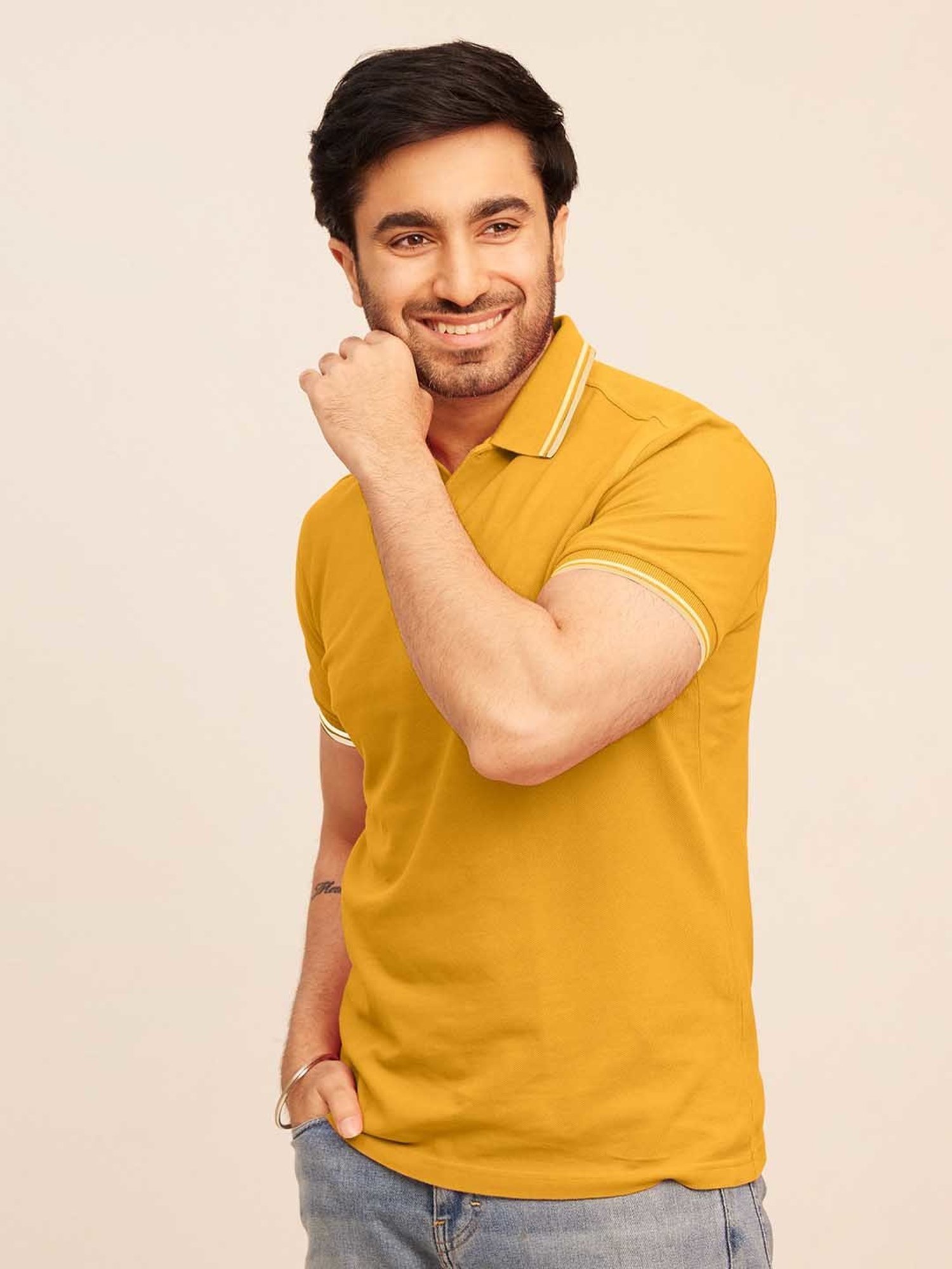 The Bleu Label Mustard Slim Fit Polo T-Shirt