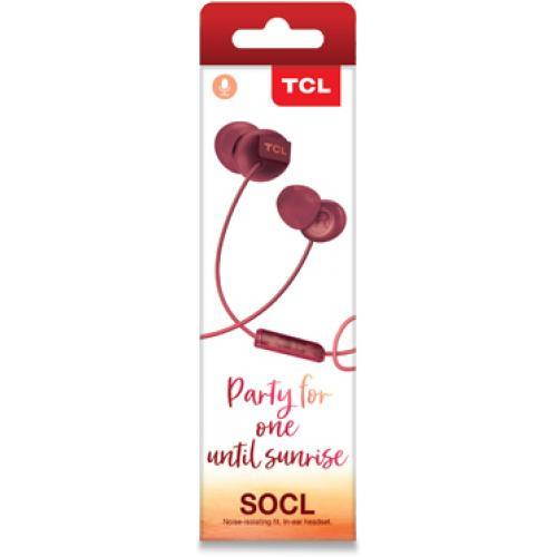 TCL Sunset Orange In-ear Headphones with Mic - SOCL300OR - Stereo - Wired - 28 Ohm - 10 Hz - 23 kHz - Earbud - Binaural - In-ear - Sunset Orange, Translucent