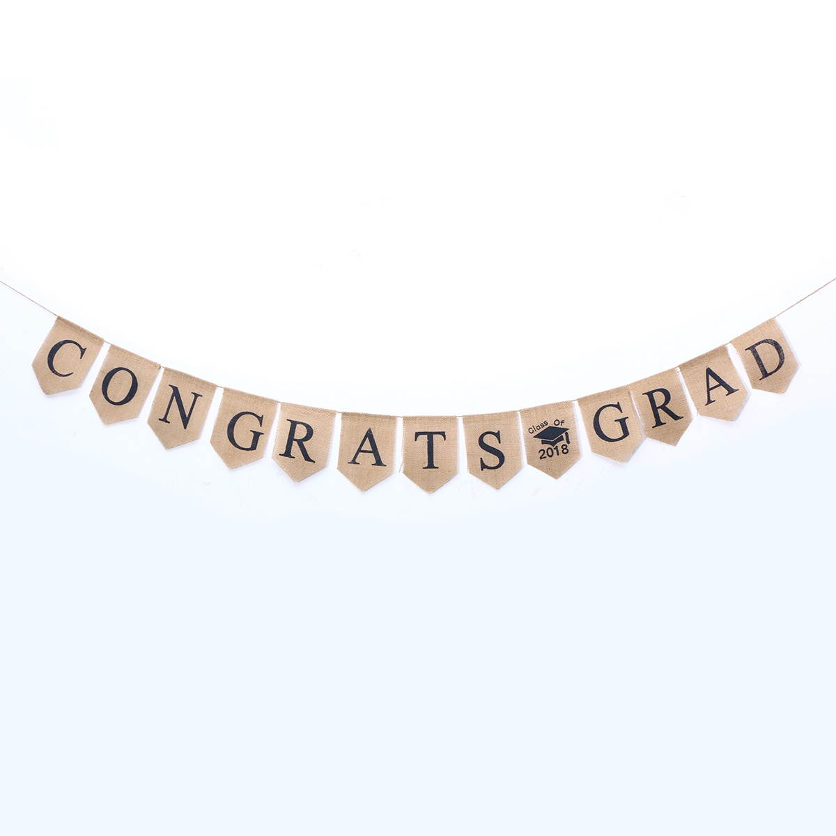 3.5M CONGRATS GRAD Doctorial Hat Burlap Banners Graduation Bunting Banner for Party Decoration