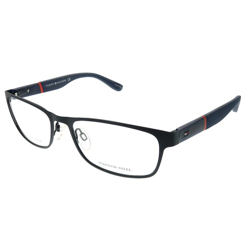 Tommy Hilfiger  BQZ Unisex Rectangle Eyeglasses Matte Blue 55mm