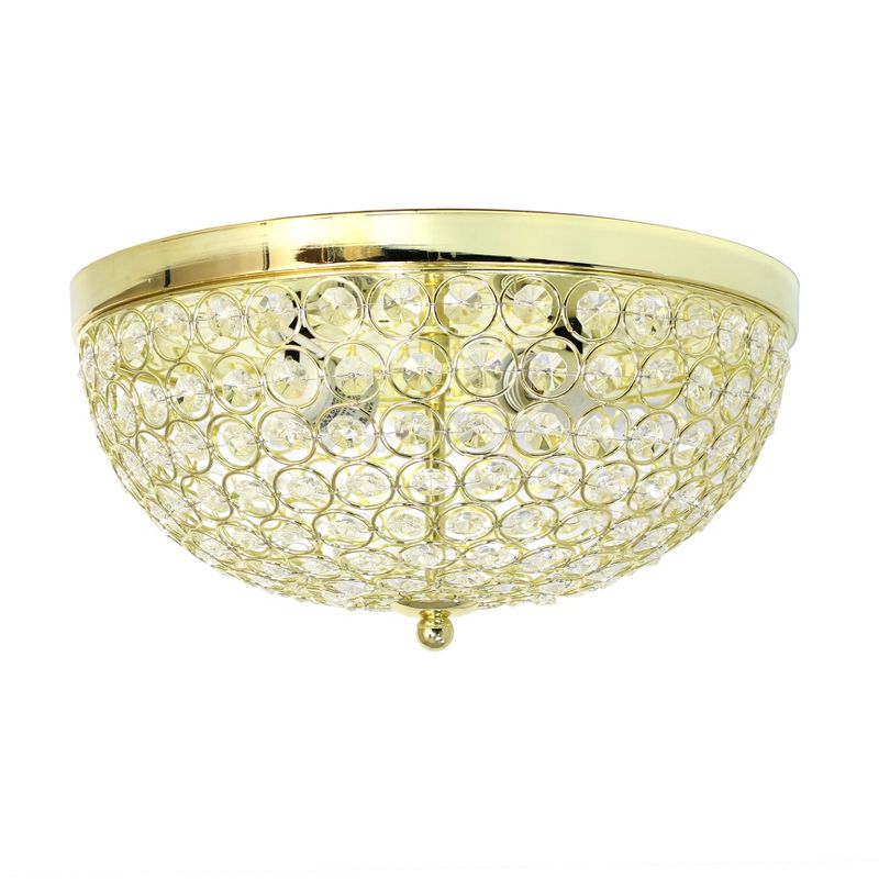 13" 2 Light Elipse Crystal Flush Mount Ceiling Gold - Elegant Designs