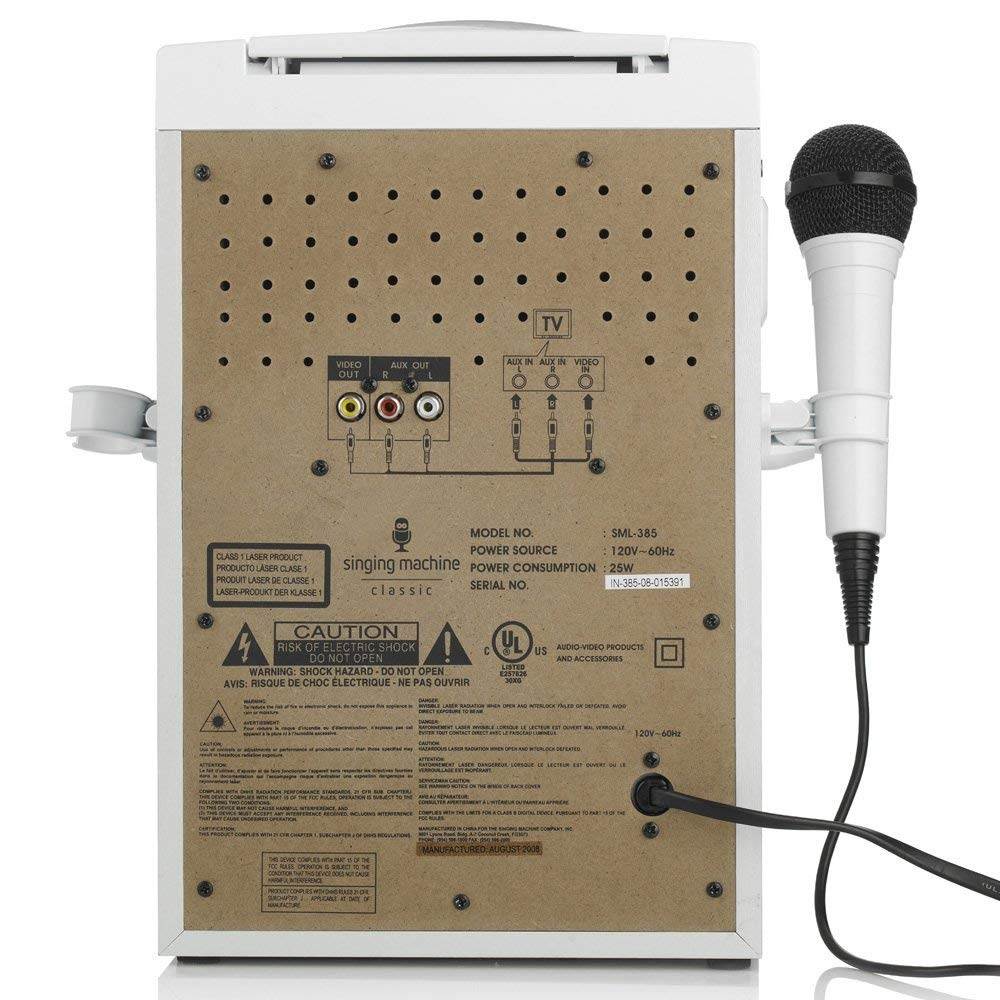 Singing Machine Top Loading CD-G Karaoke System w/ Sound & Disco Lights, White