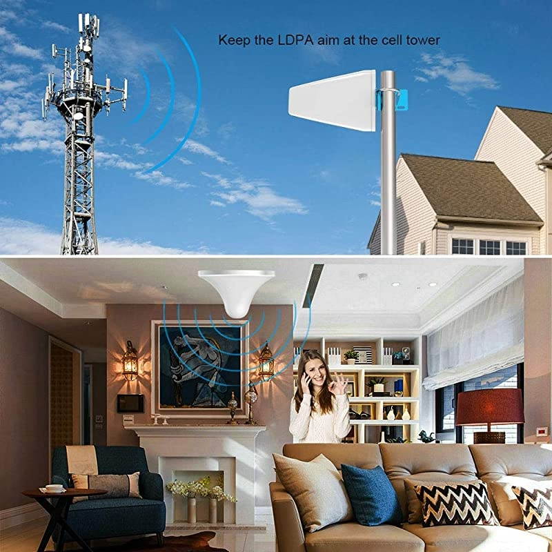 Cell Phone Signal Booster 4G LTE Band 12/17 AGC High Gain Cell Signal Booster 700Mhz Mobile Phone Signal Booster Antenna Kit Compatible with Straight Talk, U.S. Cellular, Cricket